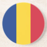 Roemeense vlag zandsteen onderzetter<br><div class="desc">Patriottische vlag van Roemenië.</div>
