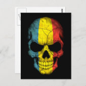 Roemeense vlaggenschedel op zwart briefkaart (Voorkant / Achterkant)