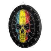 Roemeense vlaggenschedel op zwart dartbord (Voorkant Rechts)