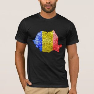 Roemeense Vlagkleurige Landkaart T-Shirt
