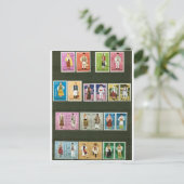 Roemeense volkskostuums op postzegels briefkaart (Staand voorkant)