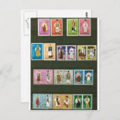 Roemeense volkskostuums op postzegels briefkaart (Voorkant / Achterkant)