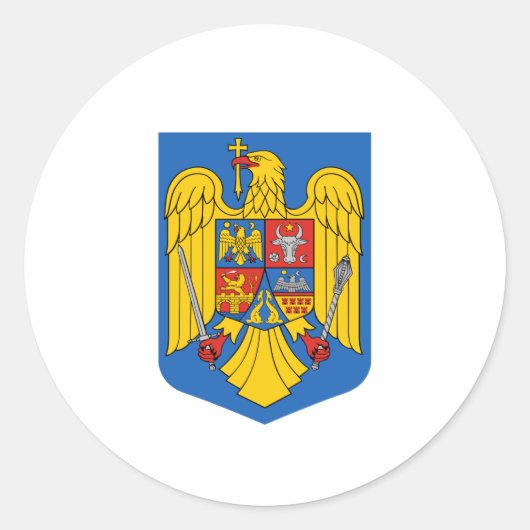 Roemeense wapenschild ronde sticker (Voorkant)