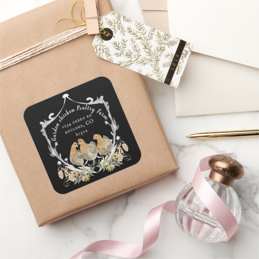 roemeense waterverf boerenbedrijf vierkante sticker (Geschenken)