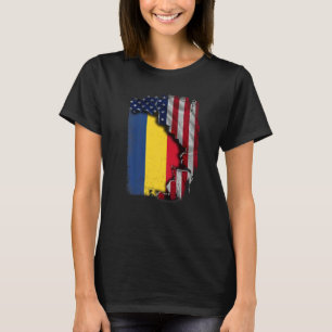 Roemeense WORTELS Half Amerikaanse Vlag Patriottis T-shirt