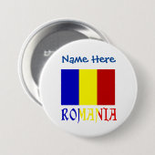 Roemenië en Roemeense vlag Blauwe Personalisatie Ronde Button 7,6 Cm (Voorkant /achterkant)