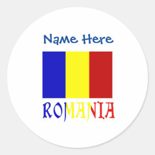 Roemenië en Roemeense vlag Blauwe Personalisatie Ronde Sticker