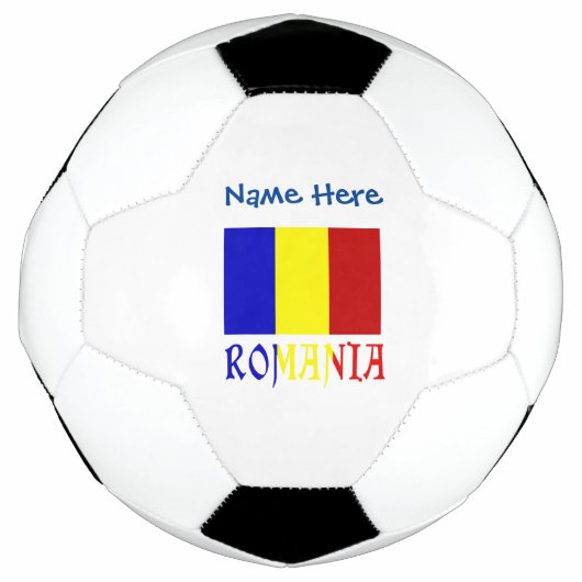 Roemenië en Roemeense vlag Blauwe Personalisatie Voetbal (Voorkant)