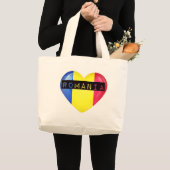 Roemenië Flag Heart Grote Tote Bag (Voorkant (product))