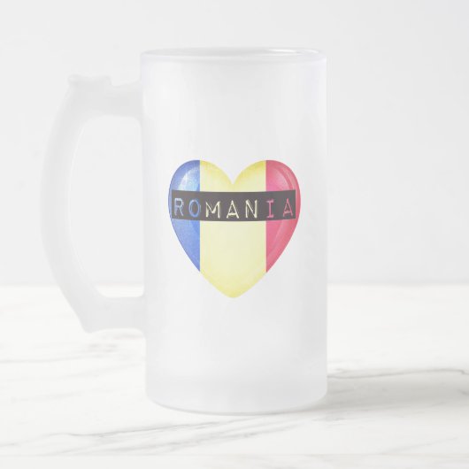 Roemenië Flag Heart Matglas Bierpul (Links)