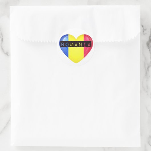 Roemenië Flag Heart Ronde Sticker (Tas)
