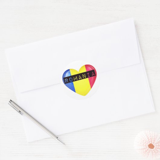 Roemenië Flag Heart Ronde Sticker (Envelop)