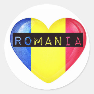 Roemenië Flag Heart Ronde Sticker