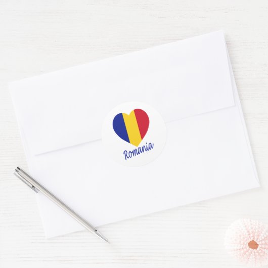 Roemenië Flag Heart Ronde Sticker (Envelop)