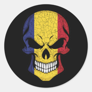 Roemenië glimlach schedelvlag ronde sticker