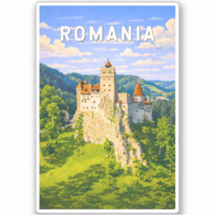 Roemenië Illustratie Reis Kunst Vintage Sticker