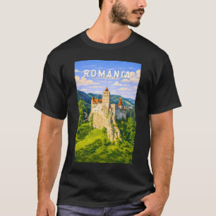 Roemenië Illustratie Reis Kunst Vintage T-shirt