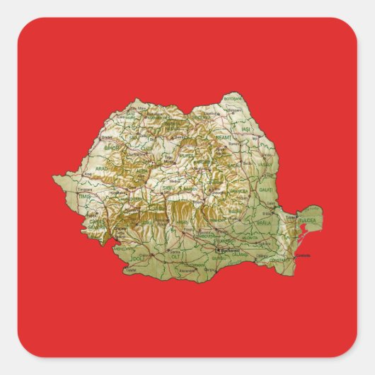 Roemenië Kaart Sticker (Voorkant)