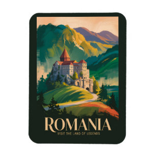 Roemenië Kasteel Landschap Illustratie Reis Kunst Magneet