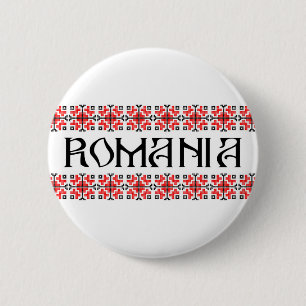 roemenië : land symbool naam tekst folk modit trad ronde button 5,7 cm