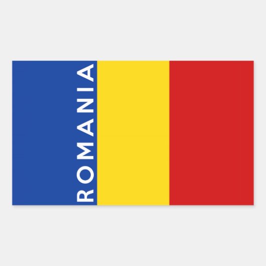 roemenië land vlag symbool naam tekst rechthoekige sticker (Voorkant)