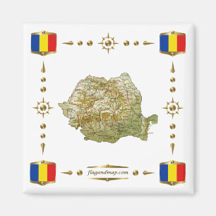 Roemenië Map + Flags Magnet