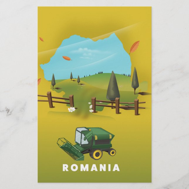 Roemenië Map Illustrated print poster. (Voorkant)