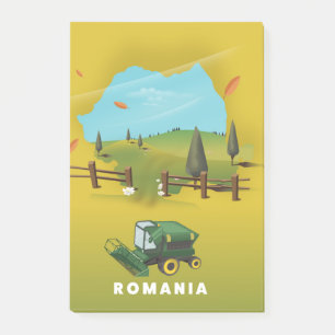 Roemenië Map Illustrated print poster. Post-it® Notes
