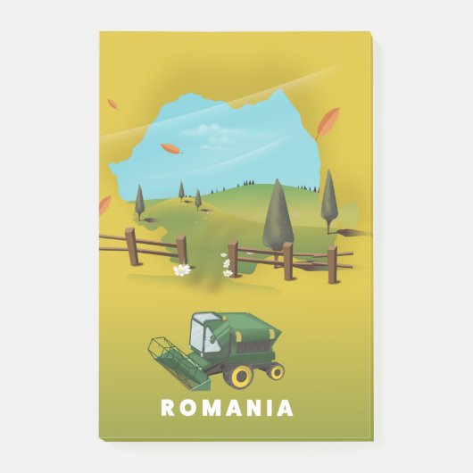 Roemenië Map Illustrated print poster. Post-it® Notes (Voorkant)