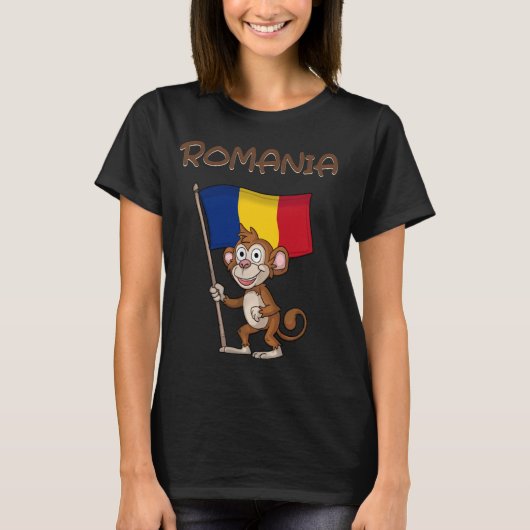 Roemenië Monkey Roemeense Fans T-shirt (Voorkant)