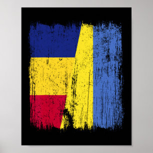 Roemenië Oekraïne Half Vlag Roemeense Oekraïense E Poster