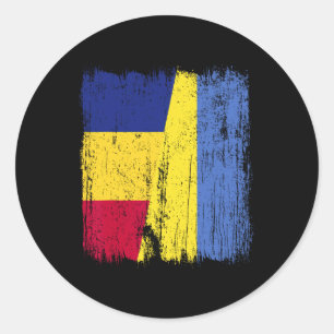 Roemenië Oekraïne Half Vlag Roemeense Oekraïense E Ronde Sticker