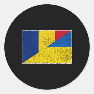 Roemenië Oekraïne Vlag Roemeense Oekraïense Trots Ronde Sticker