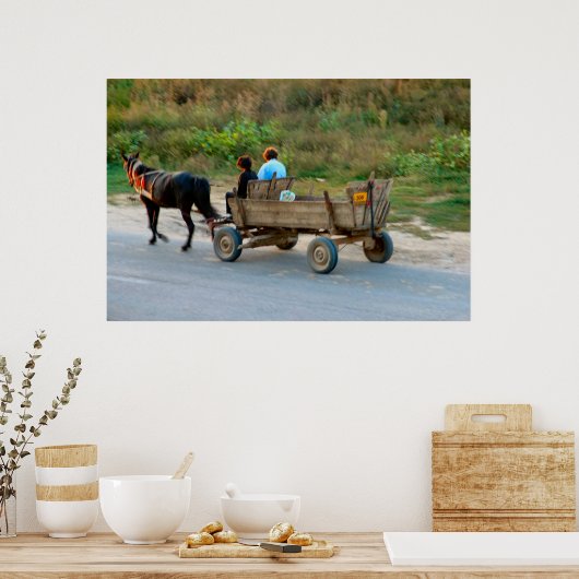Roemenië, paard en wagen poster (Keuken)