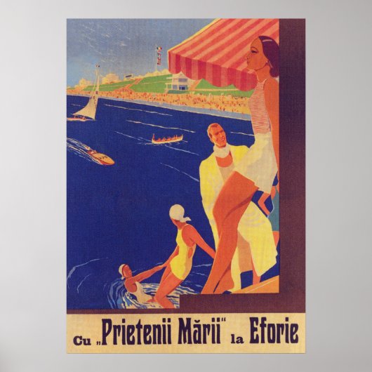 Roemenië Print, Retro Travel poster, Eforie Roemen Poster (Voorkant)