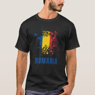 Roemenië Retro Waterverven Sport Roemeens F T-shirt