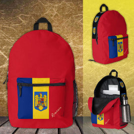 Roemenië, Rode rugzak, Roemeense vlag / patriottis Bedrukte Rugzak
