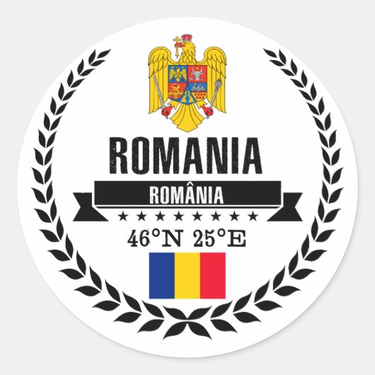 Roemenië Ronde Sticker (Voorkant)