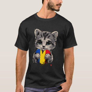 Roemenië Schattige Kat Hart Roemeense Vlag Roemeen T-shirt