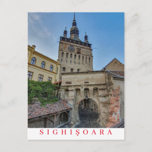 Roemenië Sighisoara Klokkentoren uitzicht briefkaa Briefkaart