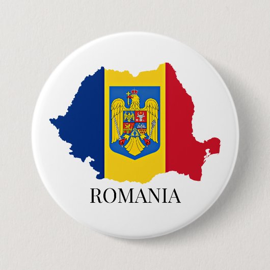 Roemenië Silhouet, gelabeld, Ronde Button 7,6 Cm (Voorkant)