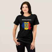 ROEMENIË Speciale  zwarte toerist Tri-Blend Shirt (Voorkant volledig)