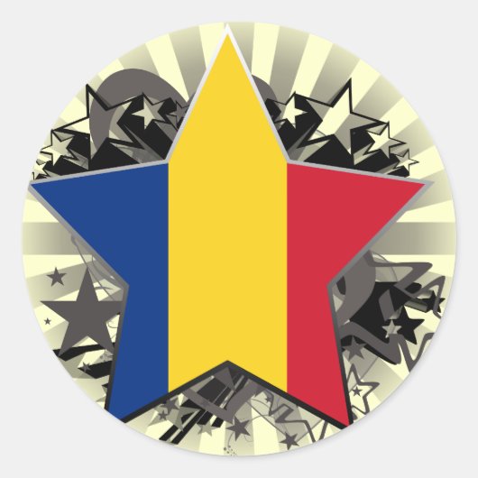 Roemenië Star Ronde Sticker (Voorkant)