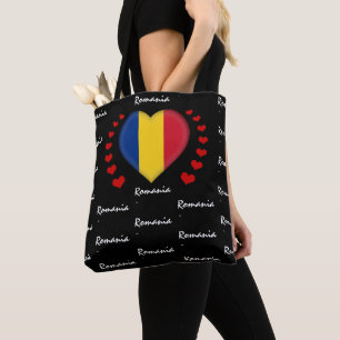 Roemenië vlag en hart, Roemeense vlag mode/sport Tote Bag