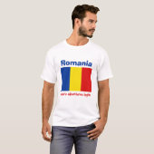Roemenië vlag + kaart + tekst T-shirt (Voorkant volledig)