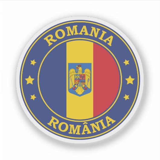 Roemenië vlag ronde cirkel embleem sticker (Voorkant)