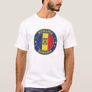 Roemenië vlag ronde cirkel embleem t-shirt