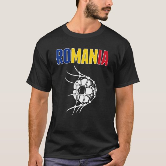 roemenië - Voetbal in netto - steun roemeense voet T-shirt (Voorkant)