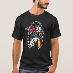 Roemenië Volleyball Messy Bun Hair Girl Roemeens T-shirt