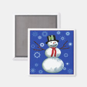 roemrijke sneeuwman met sneeuwvlokken magneet (Voorkant / Achterkant)